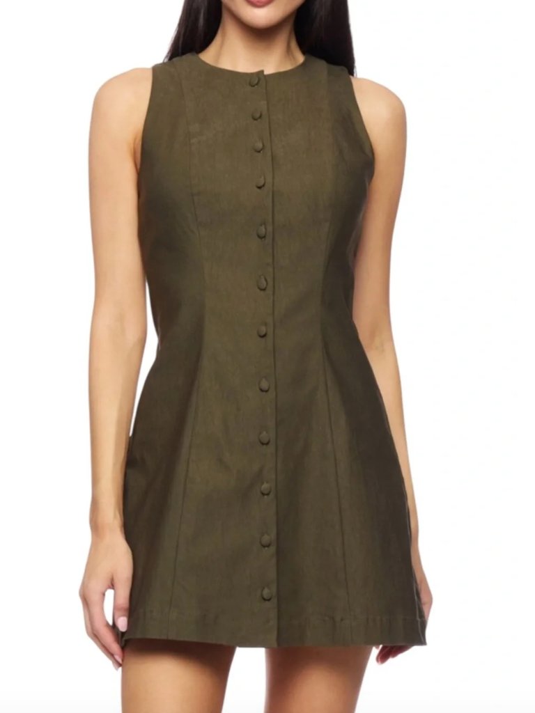 Alex & Sophia Olive Green Button Front Sleeveless Dress Nwot Jr. 13/14